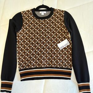 Nine West Black and Brown Patterned Sweater